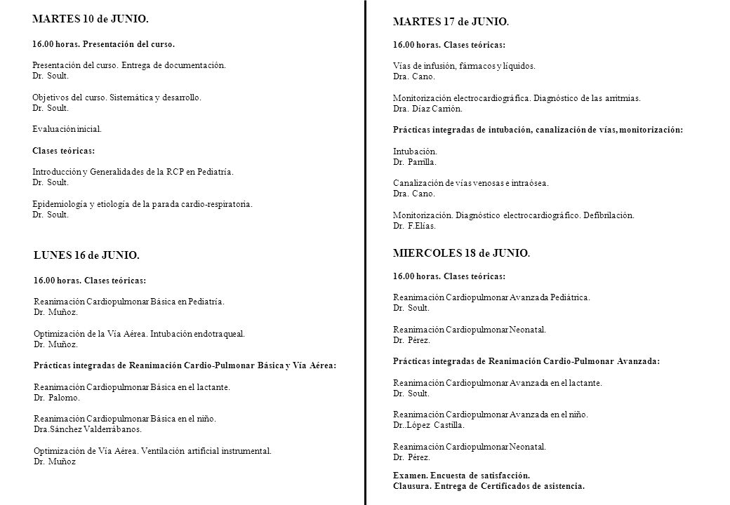 MARTES 10 de JUNIO. MARTES 17 de JUNIO. LUNES 16 de JUNIO.