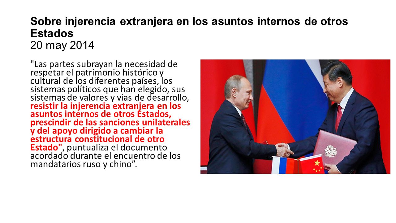 Sobre injerencia extranjera en los asuntos internos de otros Estados 20 may 2014