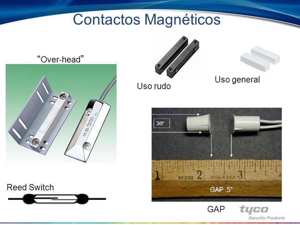 Contactos Magnéticos Over-head Uso general Uso rudo Reed Switch GAP