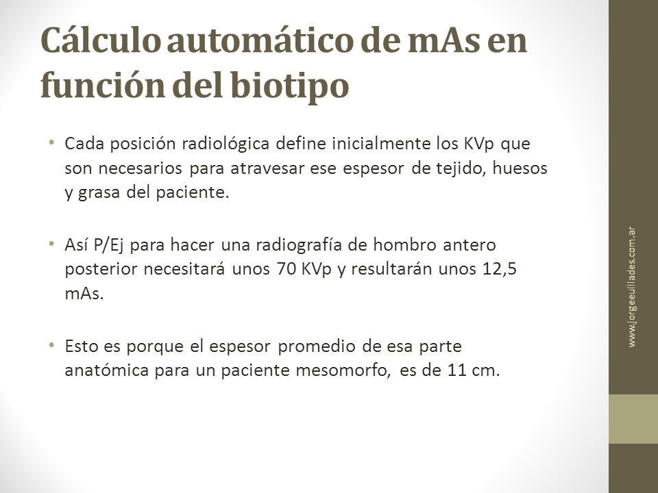 Cálculo automático de mAs en función del biotipo