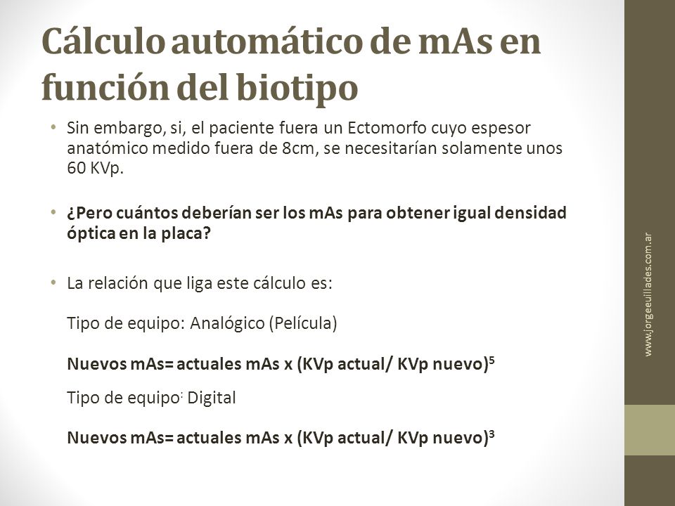 Cálculo automático de mAs en función del biotipo
