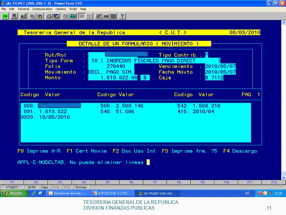 TESORERIA GENERAL DE LA REPUBLICA DIVISION FINANZAS PUBLICAS