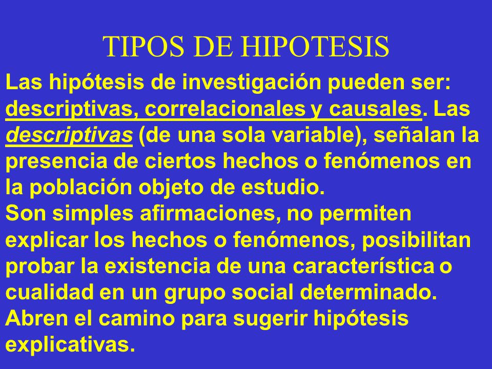 TIPOS DE HIPOTESIS