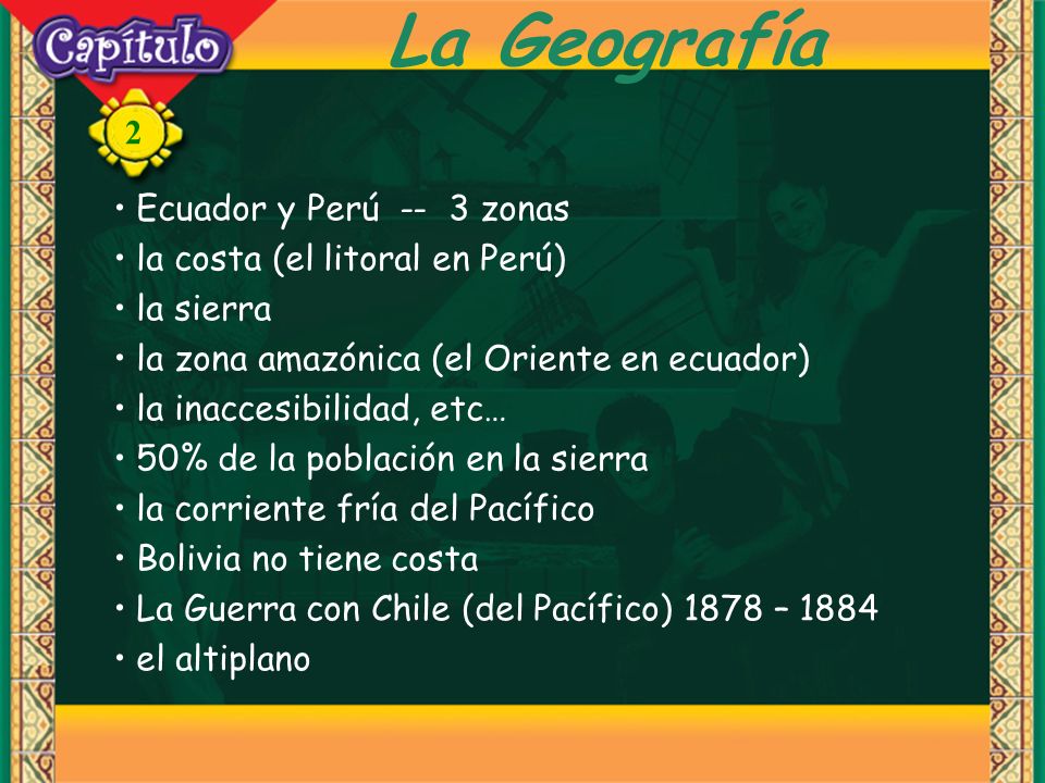 La Geografía Ecuador y Perú -- 3 zonas la costa (el litoral en Perú)
