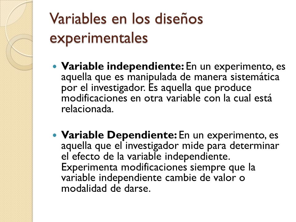 Variables en los diseños experimentales