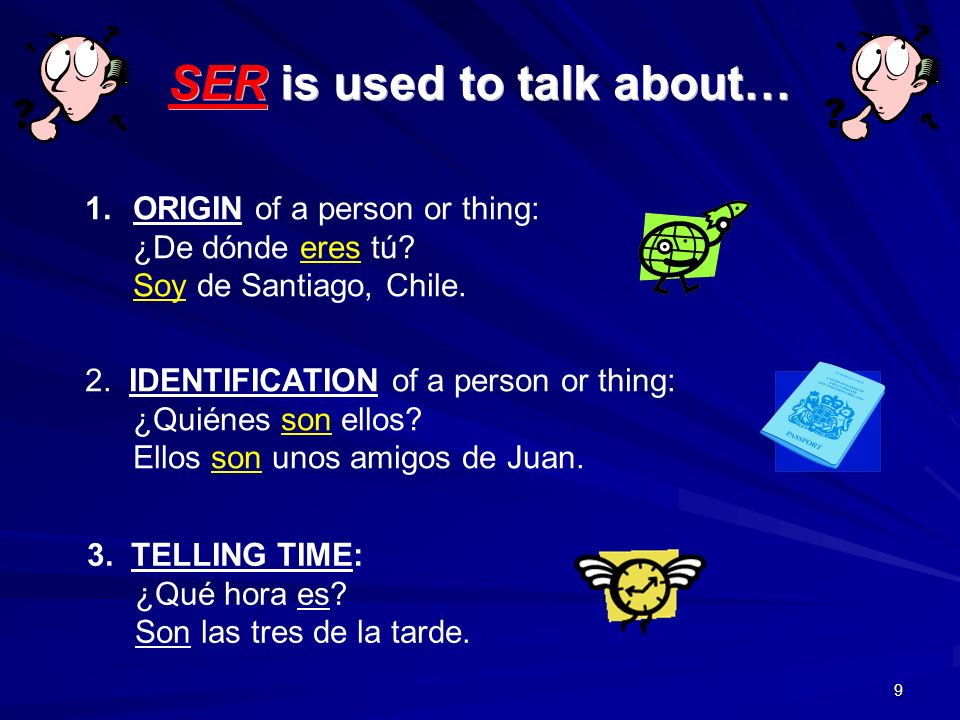 SER is used to talk about…