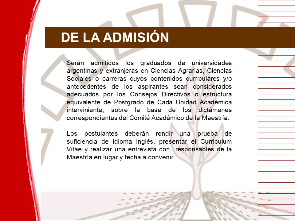 DE LA ADMISIÓN