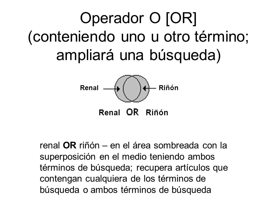 Operador O [OR] (conteniendo uno u otro término; ampliará una búsqueda)