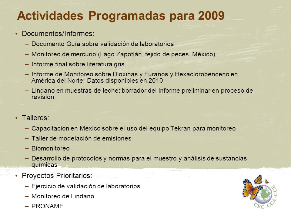 Actividades Programadas para 2009