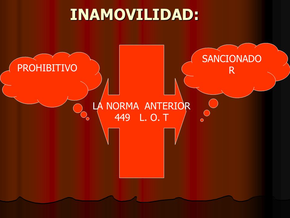 INAMOVILIDAD: SANCIONADOR LA NORMA ANTERIOR 449 L. O. T PROHIBITIVO