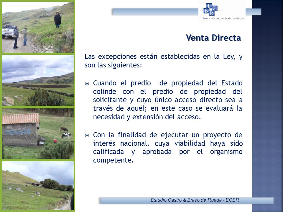 Venta Directa Las excepciones están establecidas en la Ley, y son las siguientes: