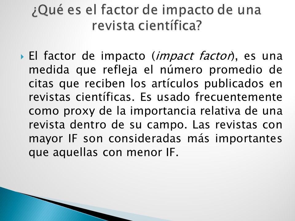 ¿Qué es el factor de impacto de una revista científica
