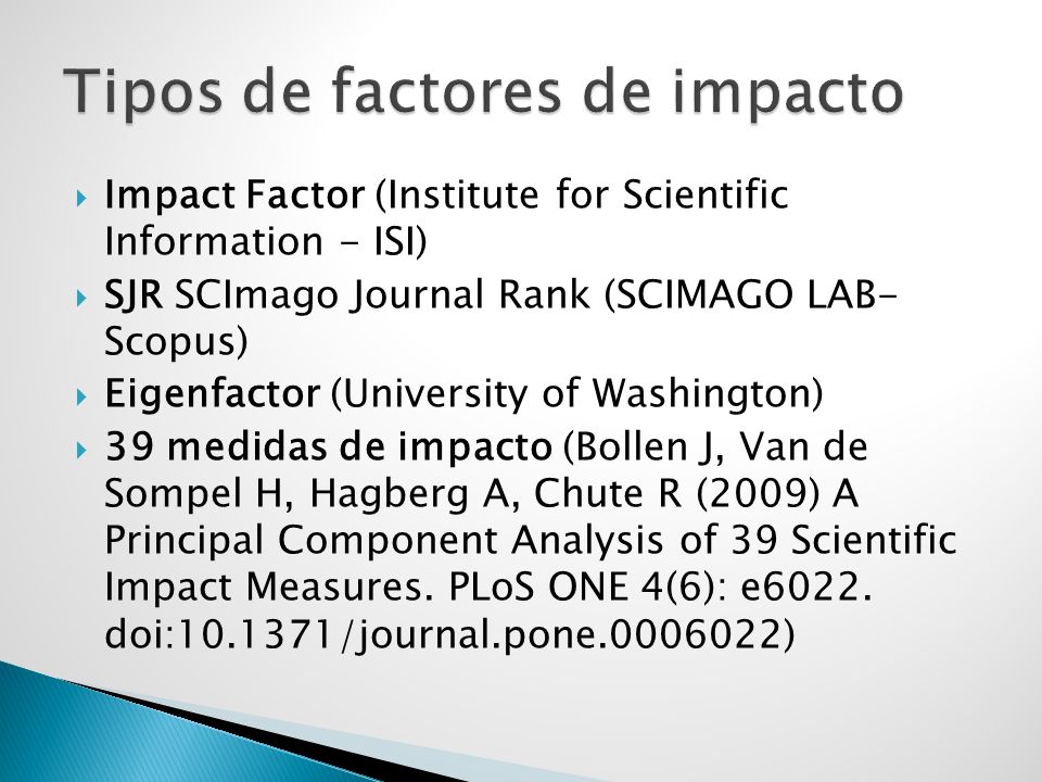 Tipos de factores de impacto