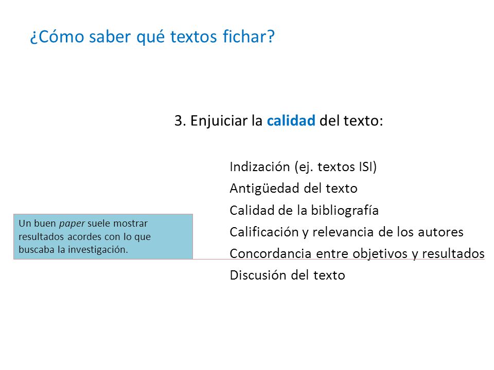 ¿Cómo saber qué textos fichar