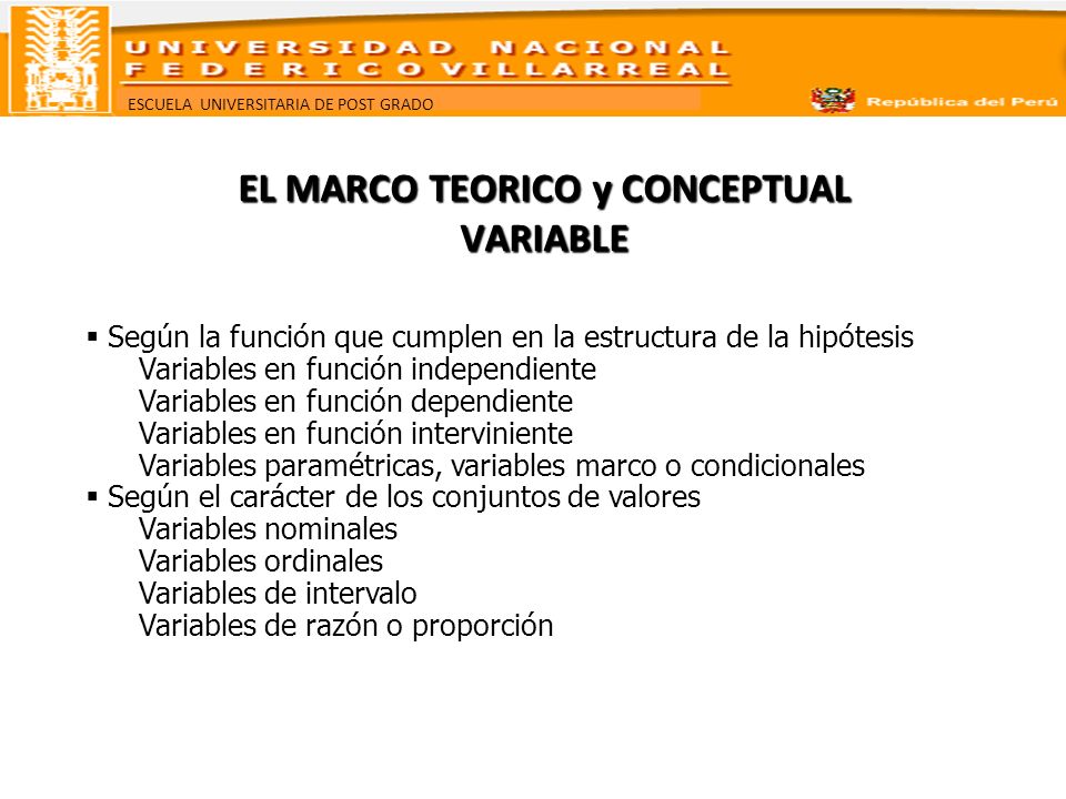 EL MARCO TEORICO y CONCEPTUAL VARIABLE
