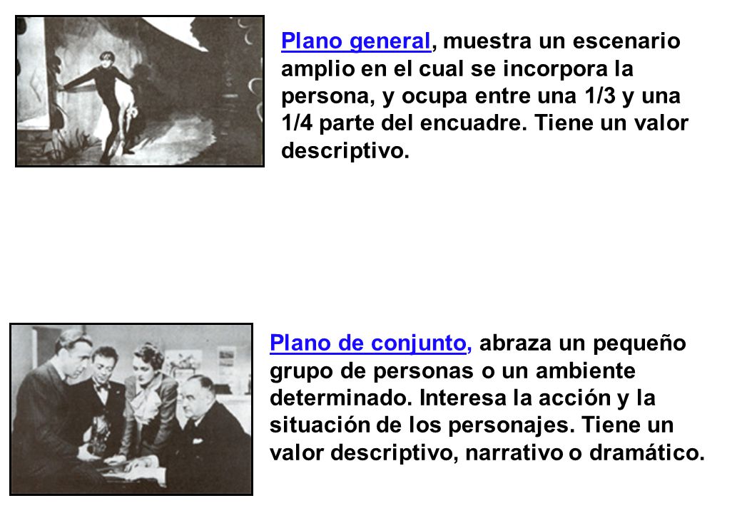 Plano general, muestra un escenario amplio en el cual se incorpora la persona, y ocupa entre una 1/3 y una 1/4 parte del encuadre. Tiene un valor descriptivo.