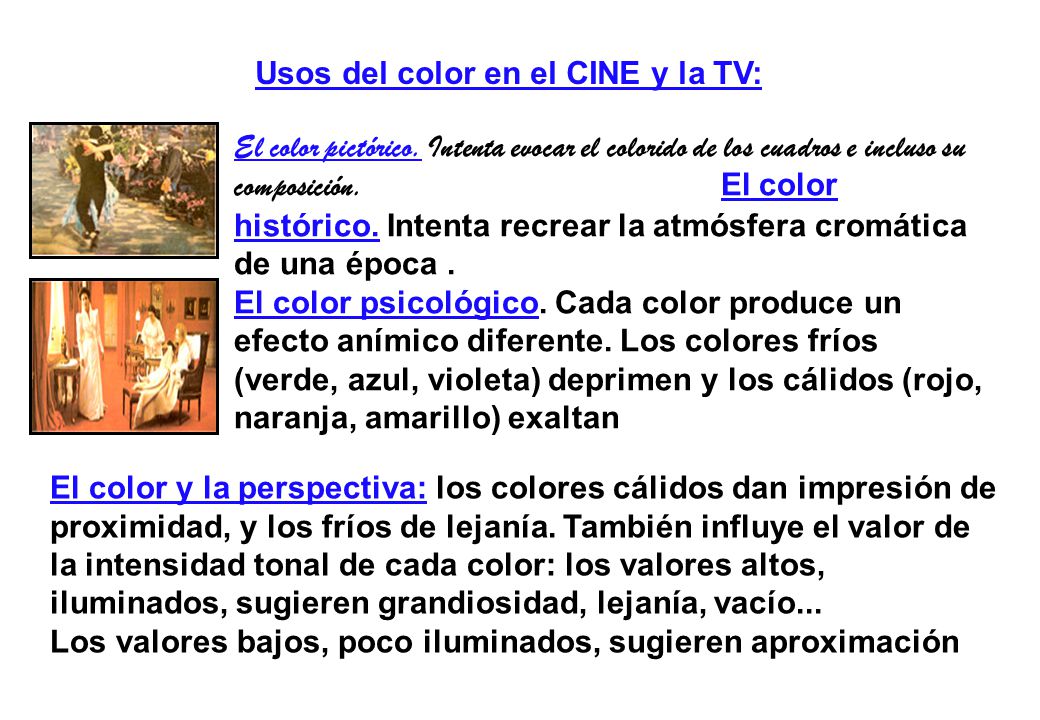 Usos del color en el CINE y la TV: