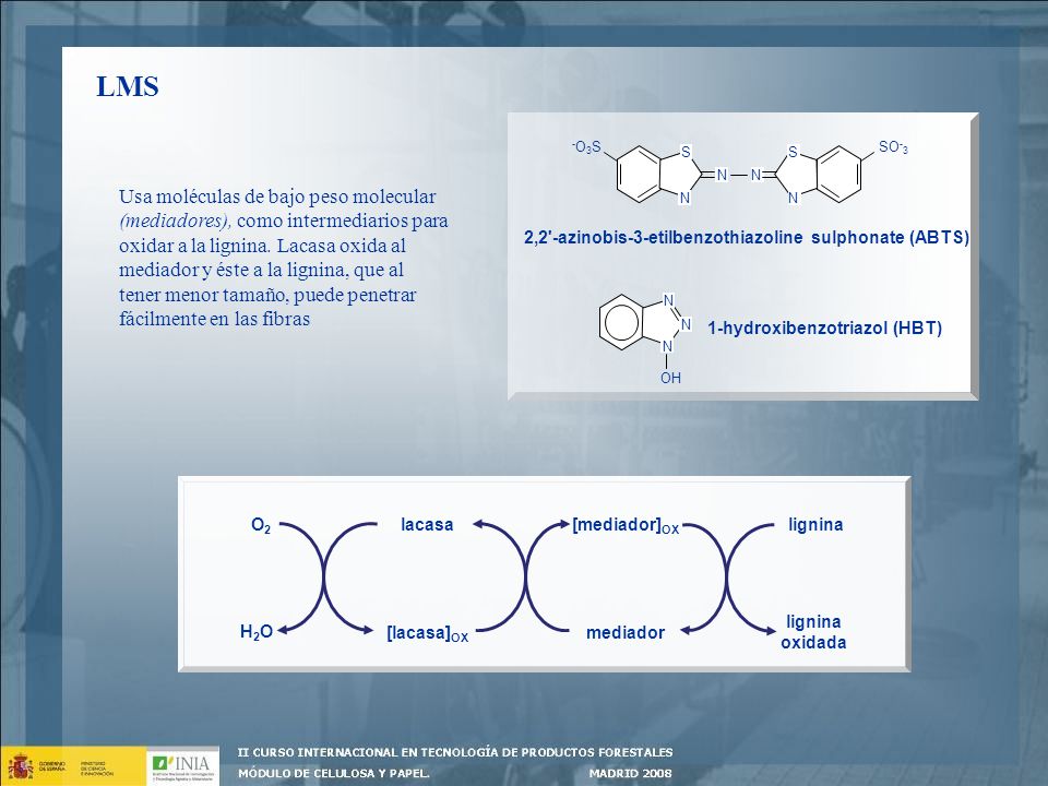 LMS -O3S. N. S. SO-3. OH. 2,2 -azinobis-3-etilbenzothiazoline sulphonate (ABTS) 1-hydroxibenzotriazol (HBT)