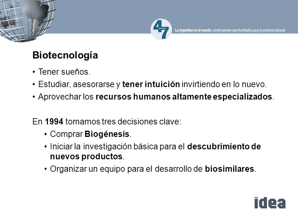 Biotecnología Tener sueños.