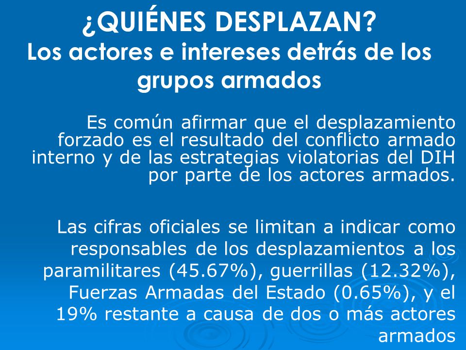 ¿QUIÉNES DESPLAZAN Los actores e intereses detrás de los grupos armados