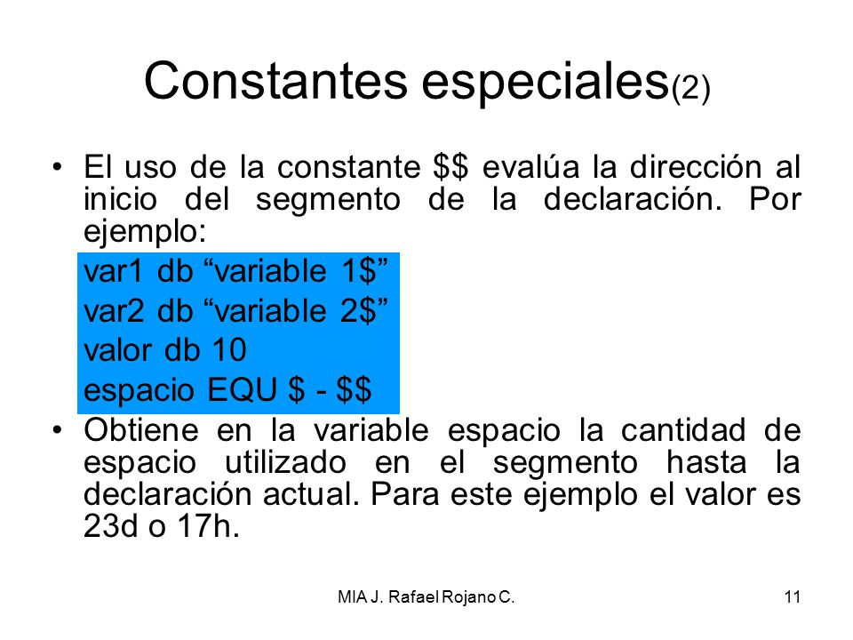 Constantes especiales(2)
