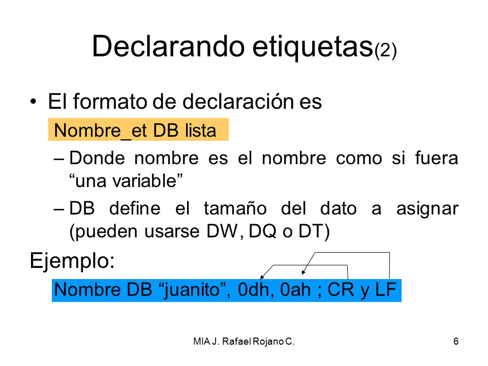 Declarando etiquetas(2)