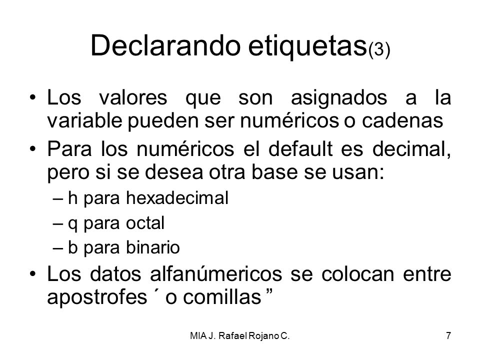Declarando etiquetas(3)