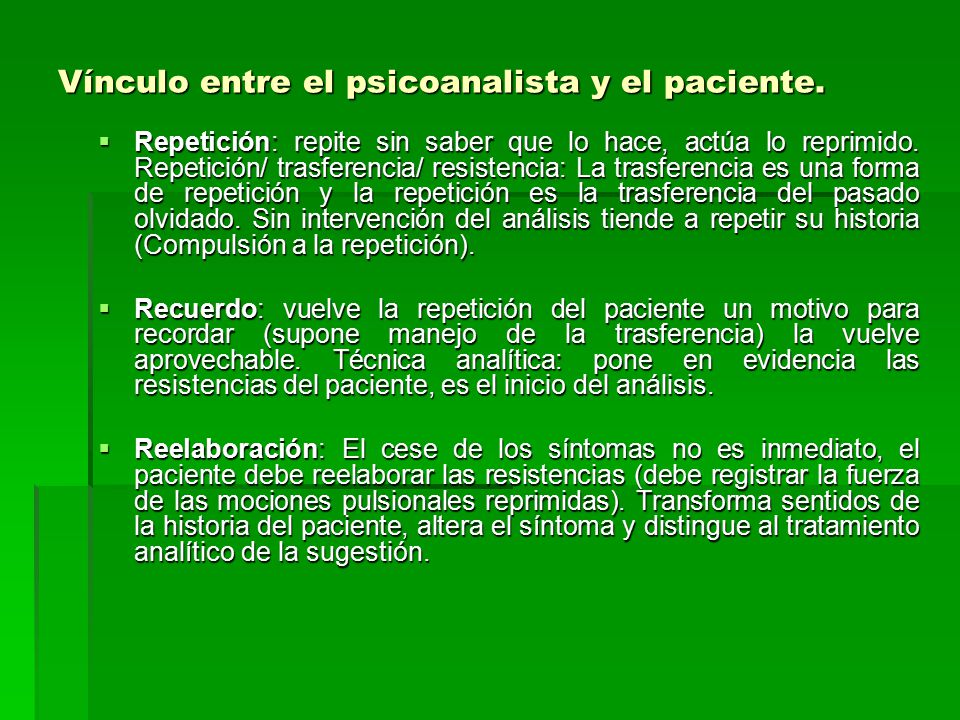 Vínculo entre el psicoanalista y el paciente.