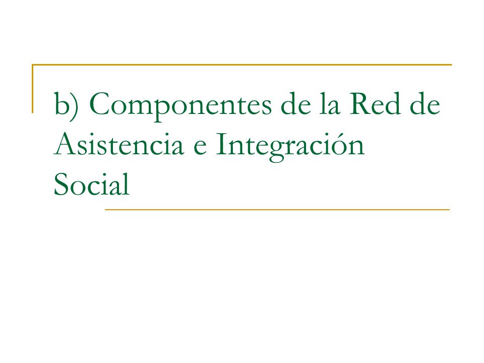 b) Componentes de la Red de Asistencia e Integración Social