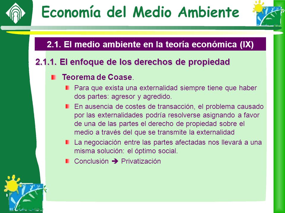 2.1. El medio ambiente en la teoría económica (IX)