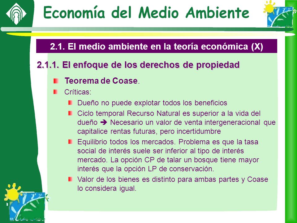 2.1. El medio ambiente en la teoría económica (X)