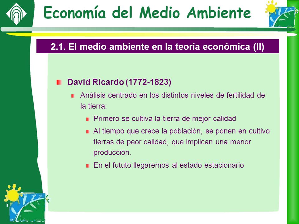 2.1. El medio ambiente en la teoría económica (II)