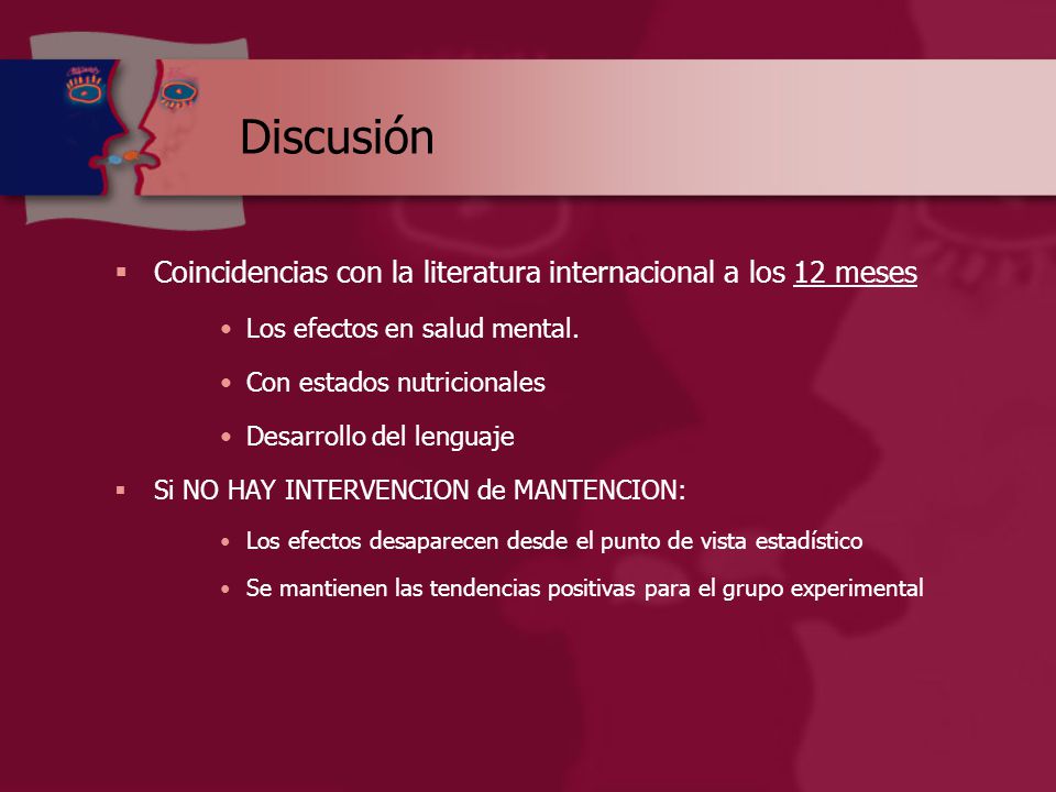 Discusión Coincidencias con la literatura internacional a los 12 meses