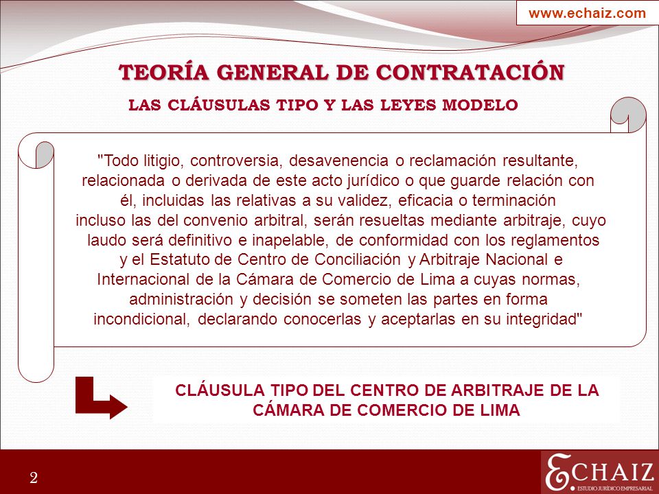 CLÁUSULA TIPO DEL CENTRO DE ARBITRAJE DE LA CÁMARA DE COMERCIO DE LIMA