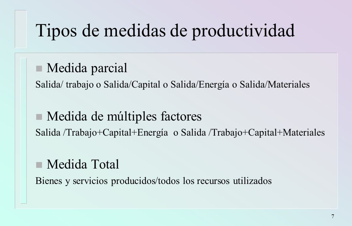 Tipos de medidas de productividad