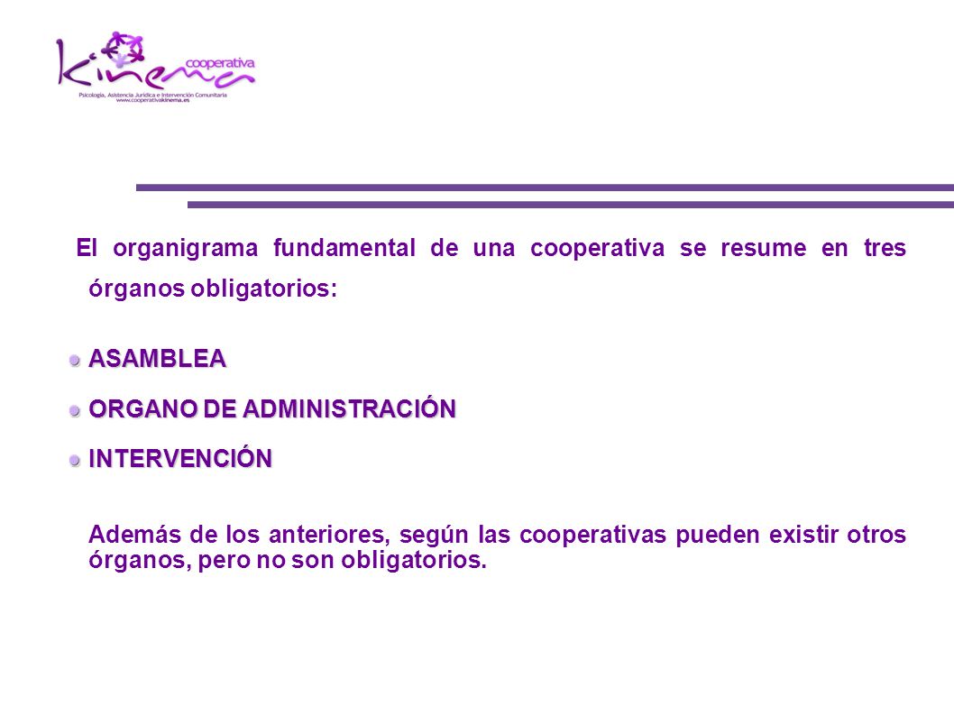 El organigrama fundamental de una cooperativa se resume en tres órganos obligatorios: