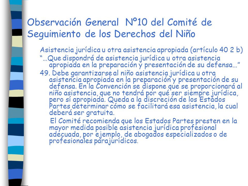 Observación General Nº10 del Comité de Seguimiento de los Derechos del Niño