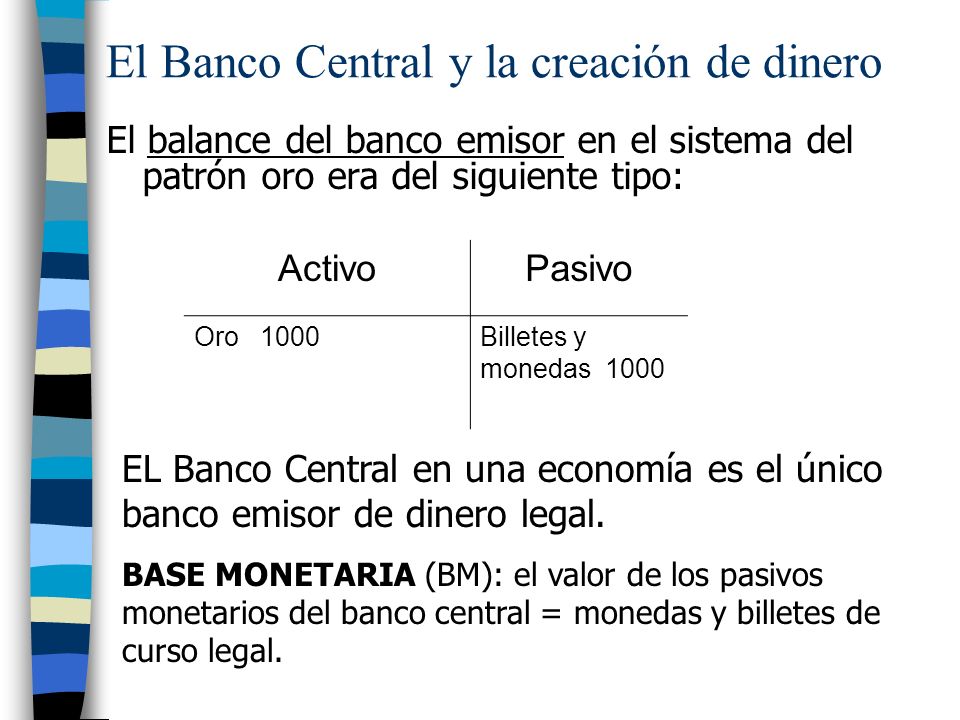 El Banco Central y la creación de dinero