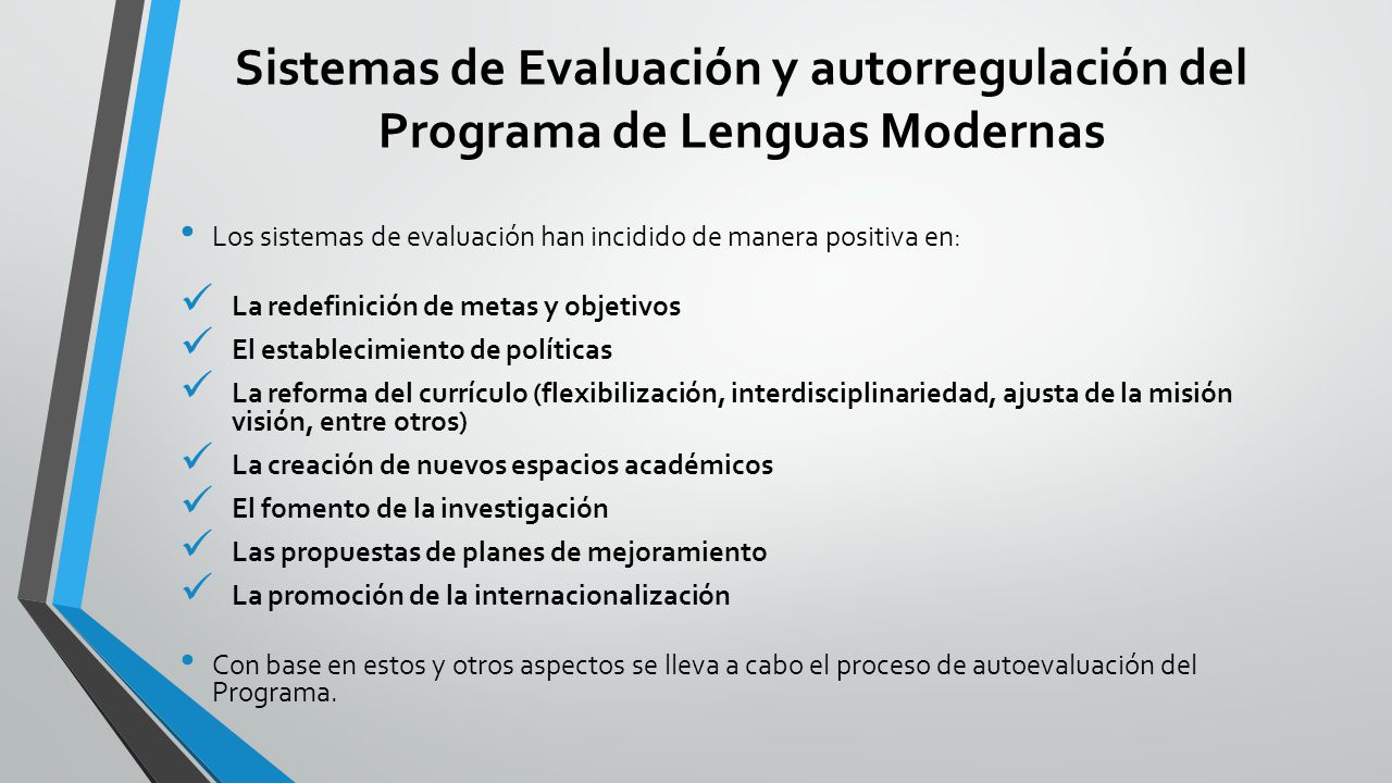 Sistemas de Evaluación y autorregulación del Programa de Lenguas Modernas