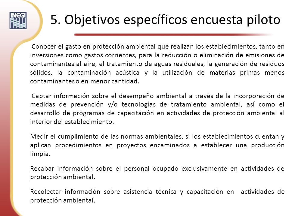 5. Objetivos específicos encuesta piloto