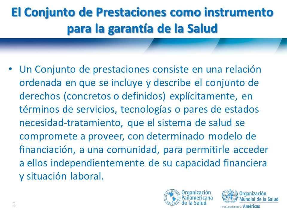 El Conjunto de Prestaciones como instrumento para la garantía de la Salud