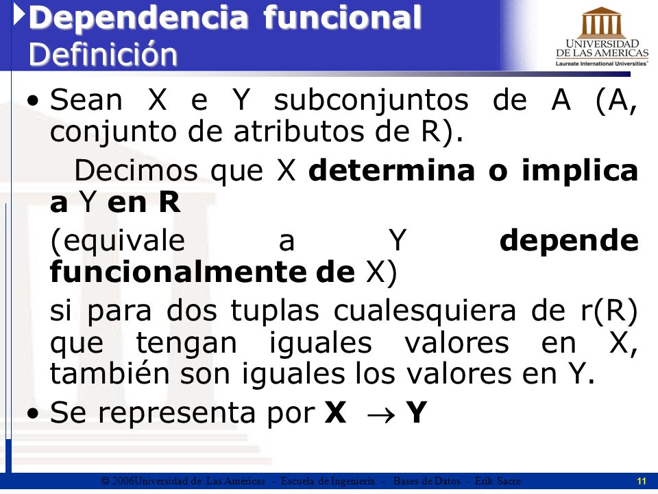 Dependencia funcional Definición