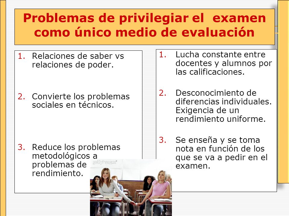 Problemas de privilegiar el examen como único medio de evaluación