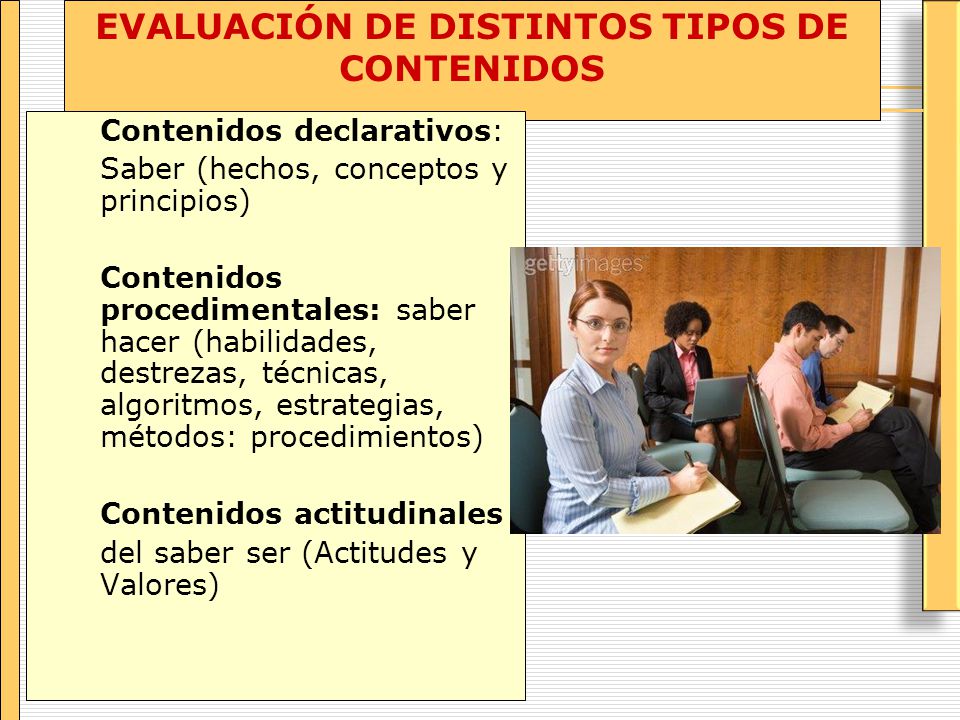 EVALUACIÓN DE DISTINTOS TIPOS DE CONTENIDOS