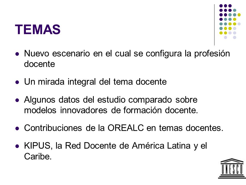 TEMAS Nuevo escenario en el cual se configura la profesión docente