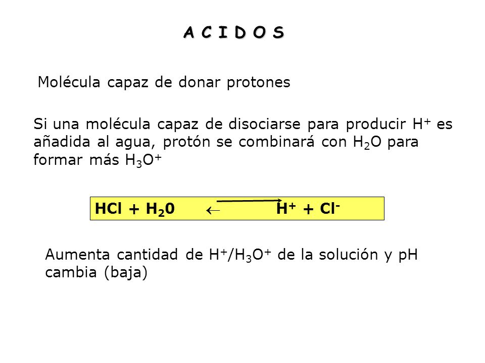 A C I D O S Molécula capaz de donar protones