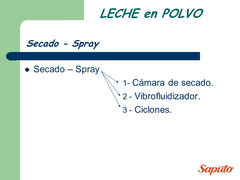 LECHE en POLVO Secado - Spray Secado – Spray 1- Cámara de secado.
