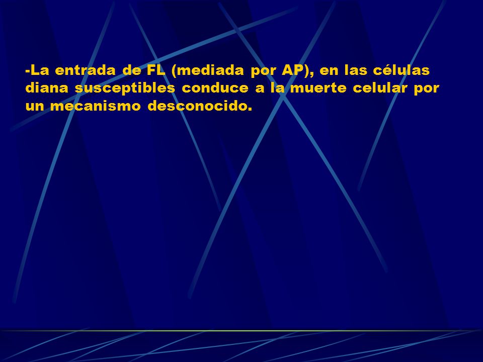 La entrada de FL (mediada por AP), en las células diana susceptibles conduce a la muerte celular por un mecanismo desconocido.
