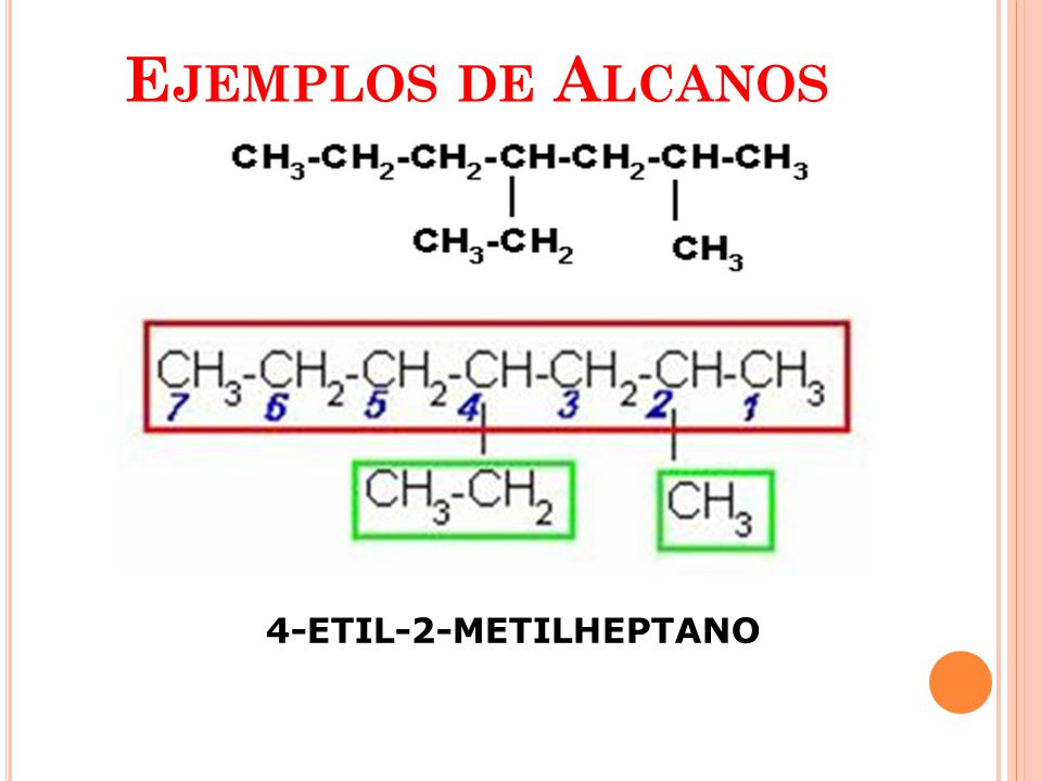 Ejemplos de Alcanos 4-ETIL-2-METILHEPTANO