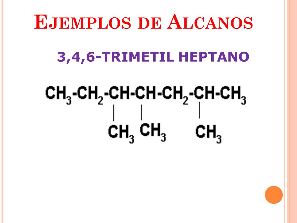 Ejemplos de Alcanos 3,4,6-TRIMETIL HEPTANO